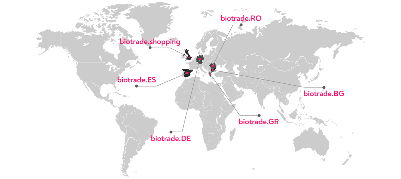 Карта с международните онлайн магазини на Biotrade