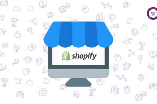Илюстрация на онлайн магазин с логото на Shopify
