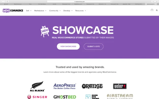 Страница WooCommerce Showcase с примери за магазини